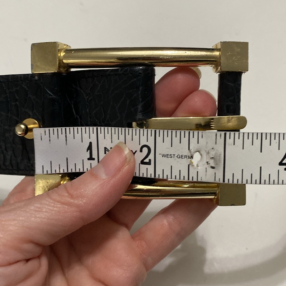 Black WIDE Belt with Croc design and Gold Buckle - Picture 11 of 14